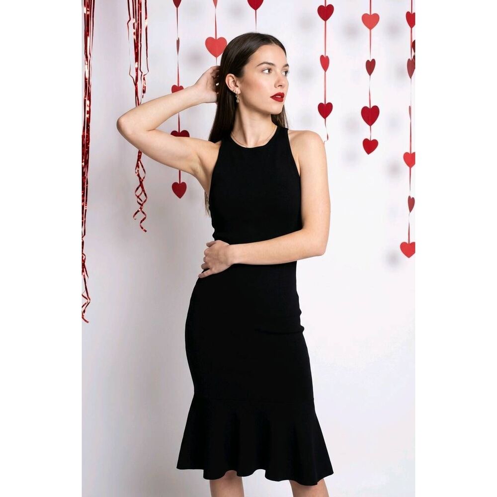 🔺️Hera Black Sleeveless Ribbed Tulip Hem Dress Medium